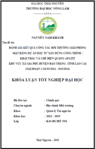 danh gia cong tac boi thuong giai phong mat bang du an dau tu xay dung cong trinh khai thac va che bien quang apatit khu vuc xa gia phu huyen bao thang tinh lao cai giai doan 1 01 03 2014 30 6 2014