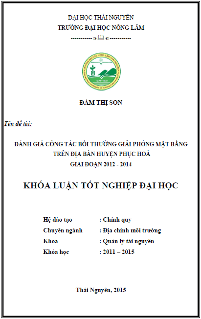 danh gia cong tac boi thuong giai phong mat bang tren dia ban huyen phuc hoa giai doan 2012 2014