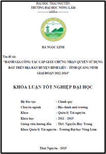 danh gia cong tac cap giay chung nhan quyen su dung dat tren dia ban huyen binh lieu tinh quang ninh giai doan 2012 2014