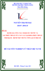 danh gia cong tac cham soc truoc va sau phau thuat sua van hai la tai khoa phau thuat tim mach benh vien trung uong quan doi 108