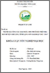 danh gia cong tac giao dat cho thue dat tren dia ban huyen chi lang tinh lang son giai doan 2012 2014