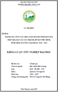 danh gia cong tac hoa giai tranh chap dat dai tren dia ban xa tan thanh huyen phu binh tinh thai nguyen giai doan 2010 2014