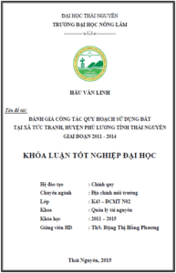 danh gia cong tac quy hoach su dung dat tai xa tuc tranh huyen phu luong tinh thai nguyen giai doan 2011 2014