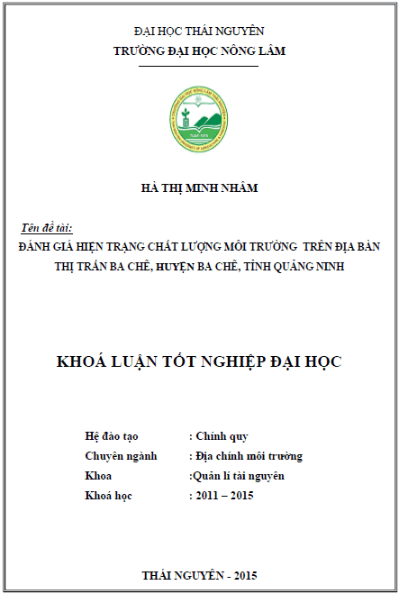 danh gia hien trang moi truong tren dia ban thi tran ba che huyen ba che tinh quang ninh