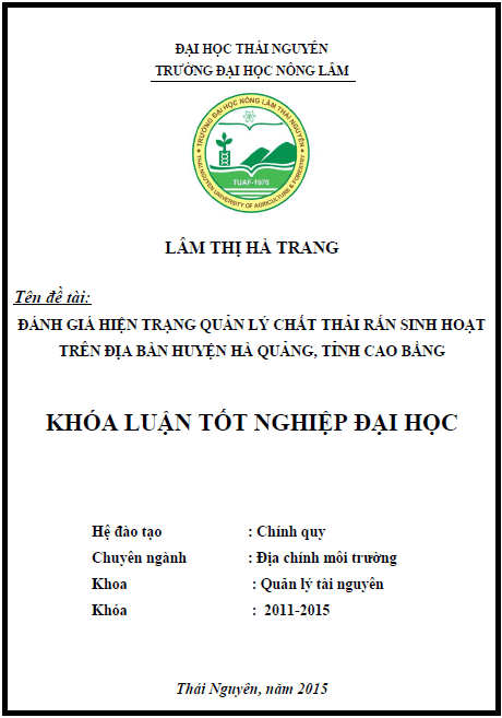 danh gia hien trang quan ly chat thai ran sinh hoat tren dia ban huyen ha quang tinh cao bang