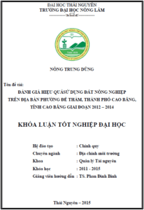 danh gia hieu qua su dung dat nong nghiep tren dia ban phuong de tham thanh pho cao bang tinh cao bang giai doan 2012 2014 1