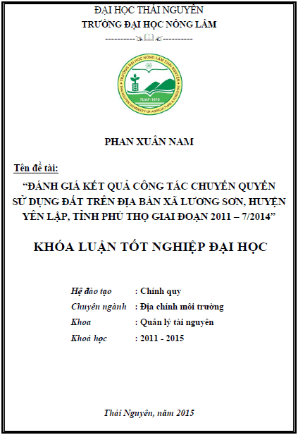 danh gia ket qua cong tac chuyen quyen su dung dat tren dia ban xa luong son huyen yen lap tinh phu tho giai doan 2011 7 2014 1