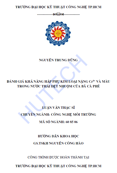 danh gia kha nang hap phu kim loai nang cr6 va mau huu co trong nuoc thai det nhuom cua ba ca phe