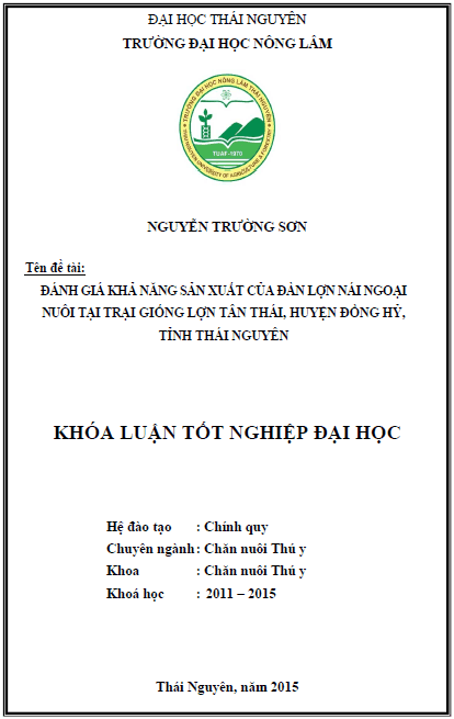 danh gia kha nang san xuat cua dan lon nai ngoai nuoi tai trai giong lon tan thai huyen dong hy tinh thai nguyen
