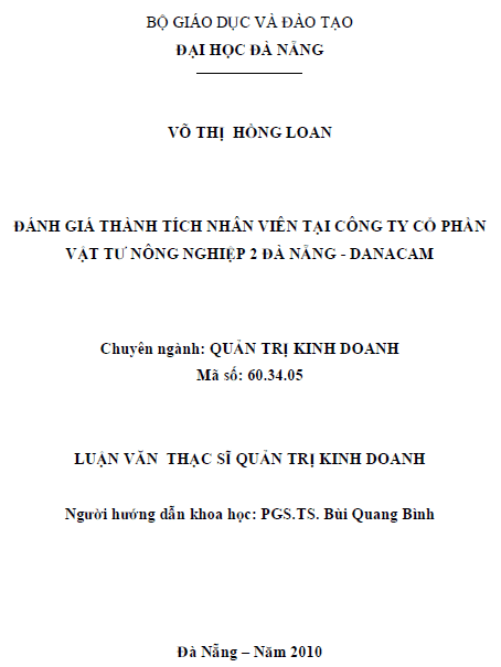 danh gia thanh tich nhan vien tai cong ty co phan vat tu nong nghiep 2 da nang danacam