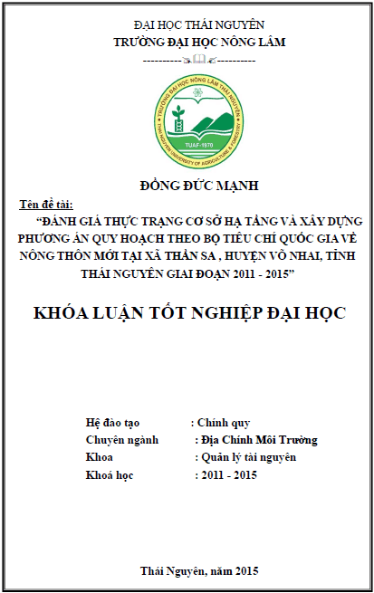 danh gia thuc trang co so ha tang va xay dung phuong an quy hoach theo bo tieu chi quoc gia ve nong thon moi tai xa than sa huyen vo nhai tinh thai nguyen giai doan 2011 2015 1