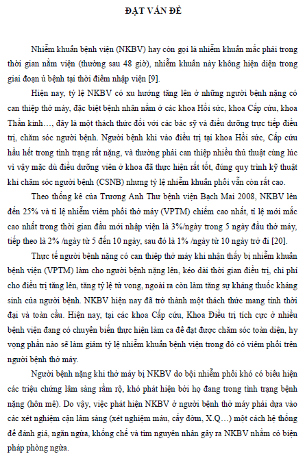 danh gia tinh trang nhiem khuan phoi tren nguoi benh tho may va hieu qua cham soc cua dieu duong vien