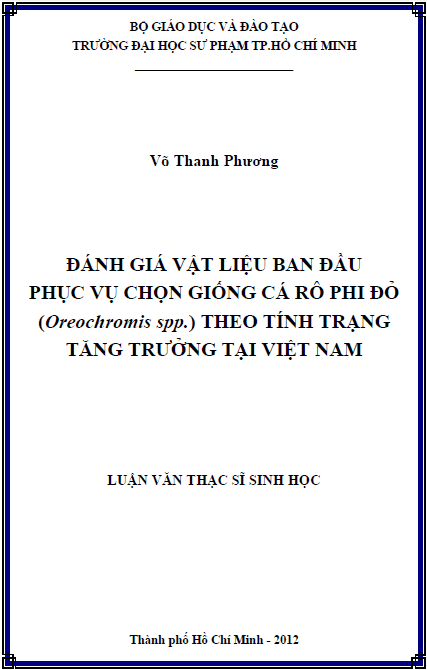 danh gia vat lieu ban dau phuc vu chon giong ca ro phi do oreochromis spp theo tinh trang tang truong tai viet nam