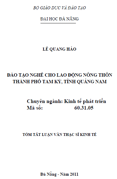 dao tao nghe cho lao dong nong thon thanh pho tam ky tinh quang nam