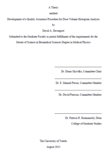 development of a quality assurance procedure for dose volume histogram analysis