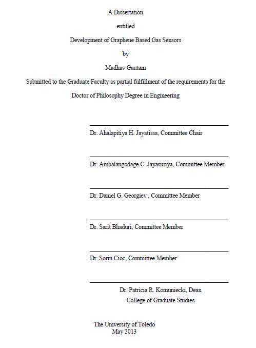 Development of graphene based gas sensors 1 development of graphene based gas sensors