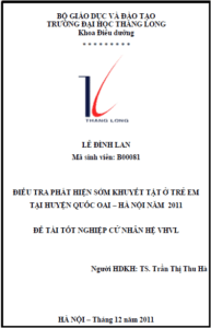 dieu tra phat hien som khuyet tat o tre em tai huyen quoc oai ha noi nam 2011
