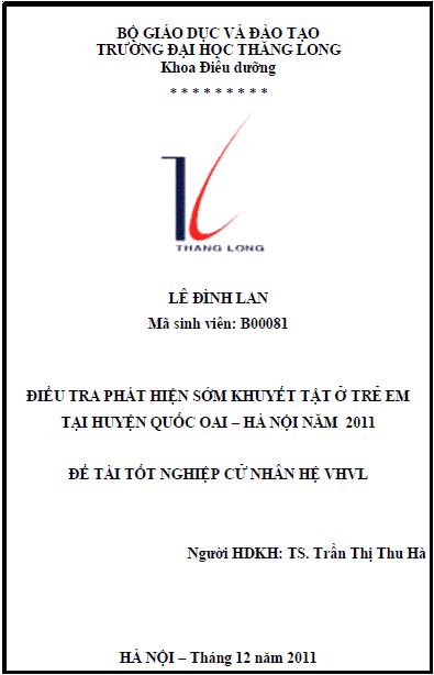dieu tra phat hien som khuyet tat o tre em tai huyen quoc oai ha noi nam 2011