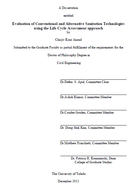 evaluation of conventional and alternative sanitation technologies using the life cycle assessment approach