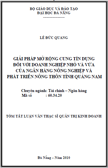 giai phap mo rong cung tin dung doi voi doanh nghiep nho va vua cua ngan hang nong nghiep va phat trien nong thon tinh quang nam