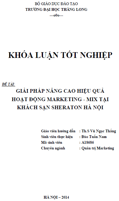 giai phap nang cao hieu qua hoat dong marketing mix tai khach san sheraton ha noi