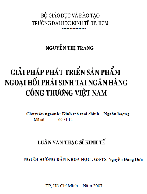 giai phap phat trien san pham ngoai hoi phai sinh tai ngan hang cong thuong viet nam