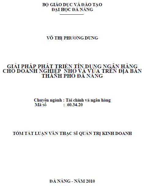 giai phap phat trien tin dung ngan hang cho doanh nghiep nho va vua tren dia ban thanh pho da nang