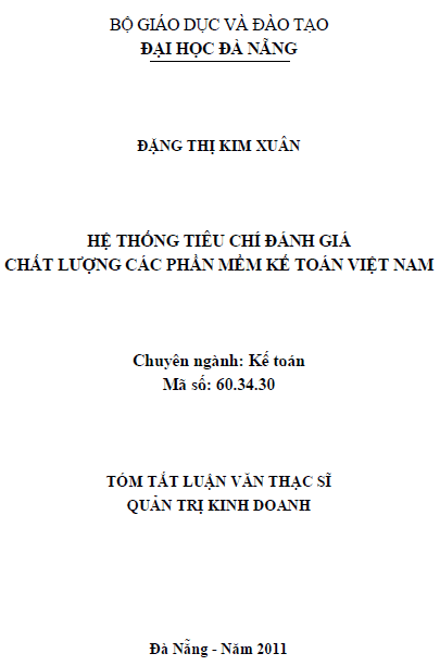 he thong chi tieu danh gia chat luong cac phan mem ke toan viet nam