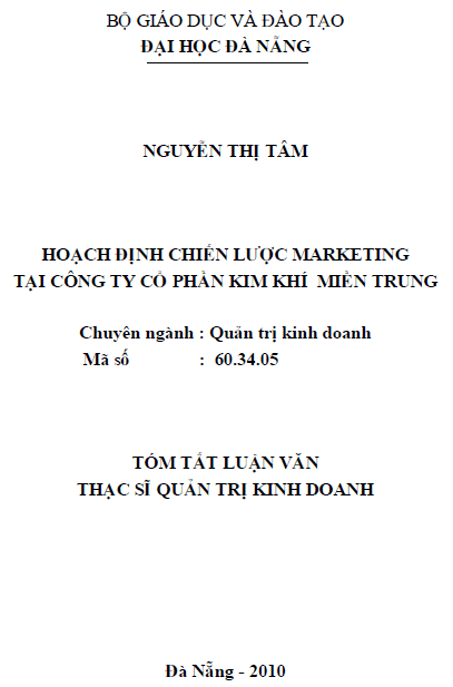 hoach dinh chien luoc marketing tai cong ty co phan kim khi mien trung