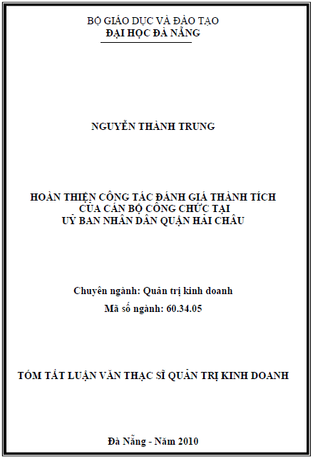 hoan thien cong tac danh gia thanh tich cua can bo cong chuc tai uy ban nhan dan quan hai chau