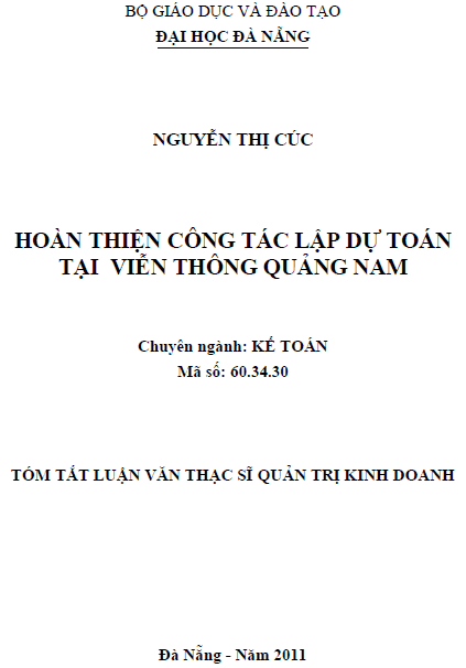 hoan thien cong tac lap du toan tai vien thong quang nam