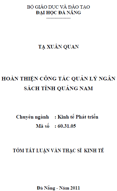 hoan thien cong tac quan ly ngan sach tinh quang nam
