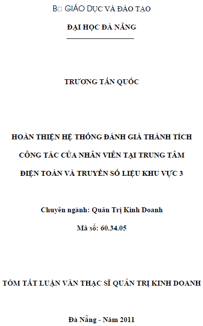 hoan thien he thong danh gia thanh tich cong tac cua nhan vien tai trung tam dien toan va truyen so lieu khu vuc 3