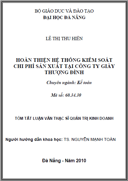 hoan thien he thong kiem soat chi phi san xuat tai cong ty giay thuong dinh