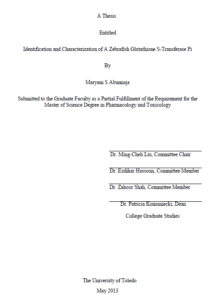identification and characterization of a zebrafish gluathione s transferase pi