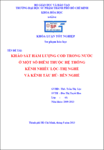 khao sat ham luong cod trong nuoc song o mot so diem thuoc he thong kenh nhieu loc thi nghe kenh tau hu ben nghe