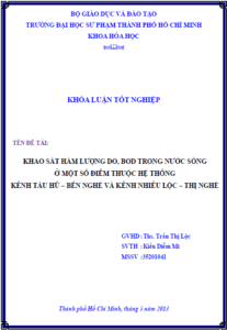 khao sat ham luong do bod trong nuoc song o mot so diem thuoc he thong kenh tau hu ben nghe va kenh nhieu loc thi nghe