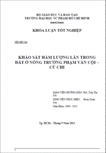 khao sat ham luong lan trong dat o nong truong pham van coi cu chi