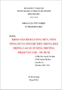 khao sat ham luong mun nito tong so va nito de tieu trong dat trong cao su o nong truong pham van coi thanh pho ho chi minh