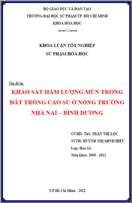 khao sat ham luong mun trong dat trong cao su o nong truong nha nai binh duong