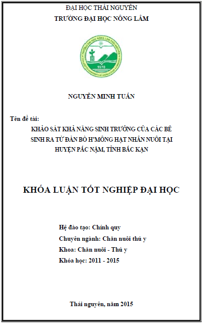 khao sat kha nang sinh truong cua cac be sinh ra tu dan bo hmong hat nhan nuoi tai huyen pac nam tinh bac kan