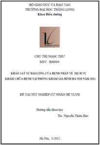 khao sat su hai long cua benh nhan ve dich vu kham chua benh tai phong kham gia dinh ha noi nam 2011