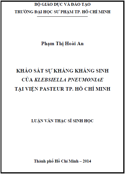 khao sat su khang khang sinh cua klebsiella pneumoniae tai vien pasteur thanh pho ho chi minh