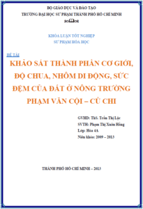 khao sat thanh phan co gioi do chua nhom di dong suc dem cua dat o nong truong cao su pham van coi cu chi