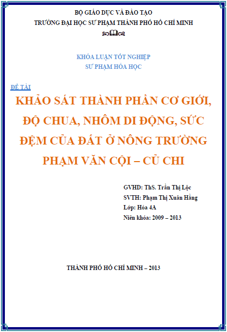 khao sat thanh phan co gioi do chua nhom di dong suc dem cua dat o nong truong cao su pham van coi cu chi