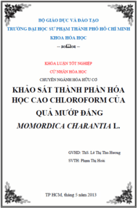 khao sat thanh phan hoa hoc cao chloroform cua qua muop dang momordica charantia l
