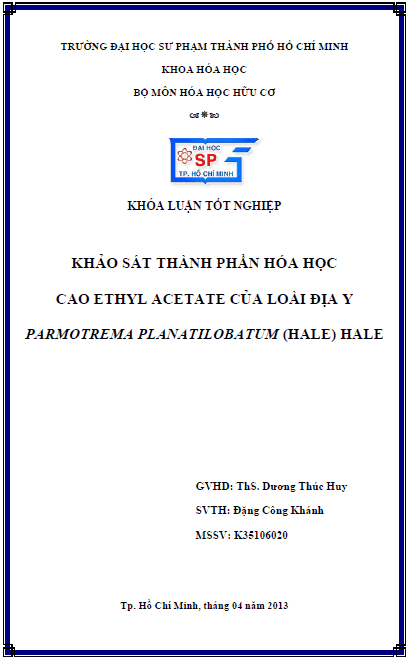 khao sat thanh phan hoa hoc cao ethyl acetate cua loai dia y parmotrema planatilobatum hale hale