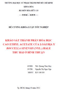 khao sat thanh phan hoa hoc cao ethyl acetate cua loai dia y roccella sinensis nyl hale thu hai o binh thuan
