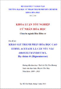 khao sat thanh phan hoa hoc cao ethyl acetate la cay nuc nac oroxylum indicum l ho chum ot bignoniaceae