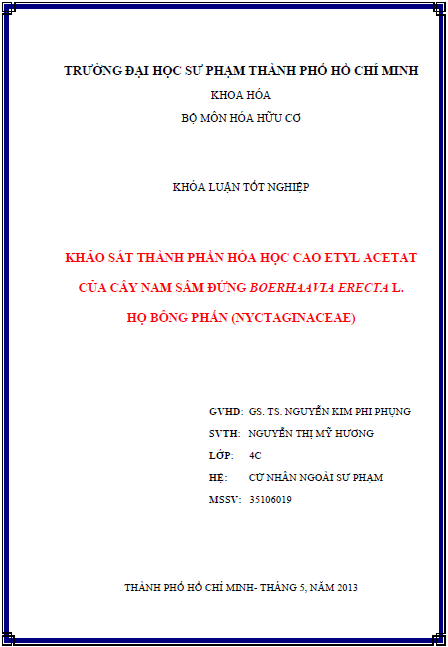 khao sat thanh phan hoa hoc cao etyl acetat cua cay nam sam dung boerhaavia erecta l ho bong phan nyctaginaceae